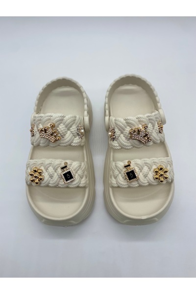 Sonimix 169.01 Örgülü Crocks Taşlı Ortopedik Terlik