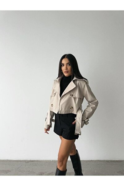 Genel Markalar JANES CROP TRENCH KEMER DETAYLI - Taş