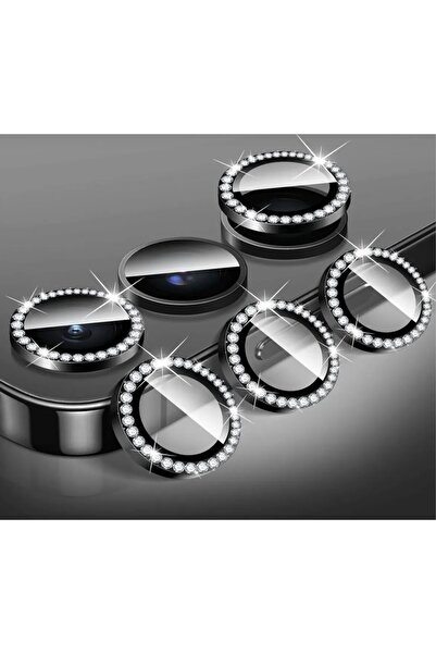 SOLİD CASE Samsung Galaxy A16 Uyumlu Metal Süslü Taşlı Temperli Lens Koruyucu