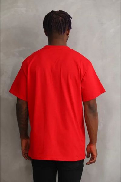 Bay Şapkacı Silky Unisex Printed Oversize T-Shirt - Red