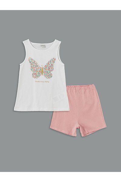 LC Waikiki Lcw Crew Neck Girls Tank Top and Shorts