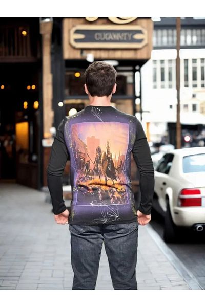 İpeksi Tricou Silky Unisex Crew Neck cu mânecă lungă - Negru