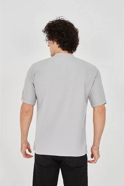 Modayakamoz Tricou gri unisex cu mânecă confortabilă din țesătură Waffle