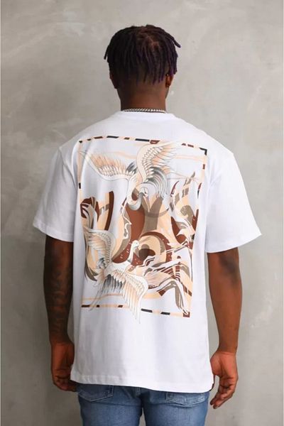 JANES Λευκό μπλουζάκι Unisex Oversize με στάμπα