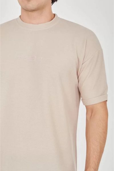 Viyamo Μπλουζάκι Unisex Jacquard Άνετο μανίκι - Μπεζ
