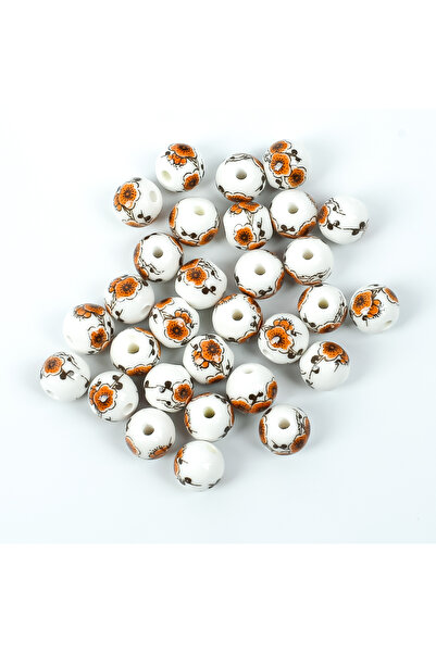 yfhobi 1 Adet - 10 mm Ebruli Desenli Yuvarlak Porselen Boncuk, Porselen Takı ...