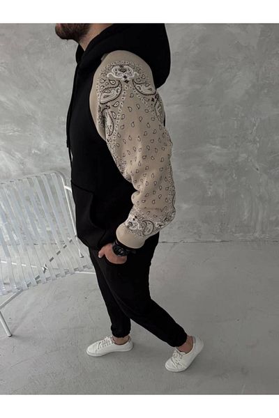 İpeksi Silky Three Thread Combed Cotton Hooded Piece Sweatshirt - Black