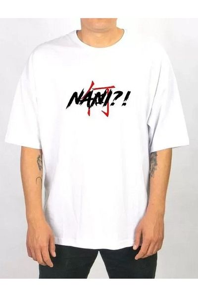 Modayakamoz Λευκό μπλουζάκι Unisex Oversize με στάμπα με λαιμόκοψη
