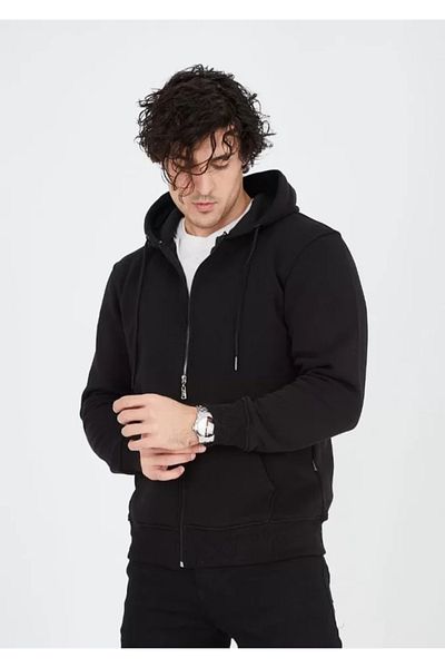 MD Kumsal Unisex Full Zip Hooded Sweatshirt - Black