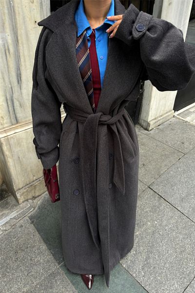 modaserdem    Kaşe Thick Coat Long - Anthracite