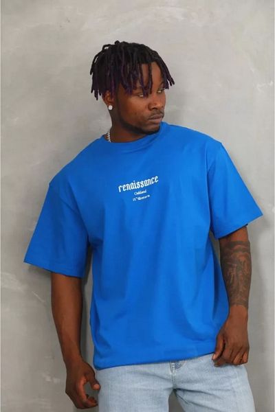 Viyamo Μπλουζάκι Unisex Oversize Blue Crew Neck