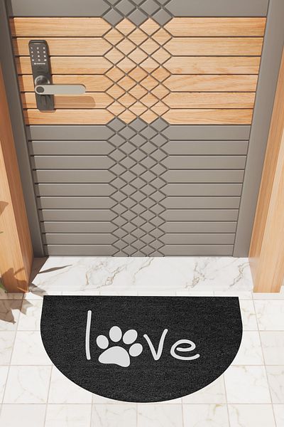 Dormot Home Modern Digital Doormat Black Paw Love Doormat - Front Door Mat