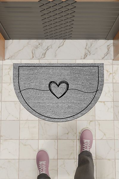 Dormot Home Modern Digital Doormat Gray Heart Doormat - Front Door Mat