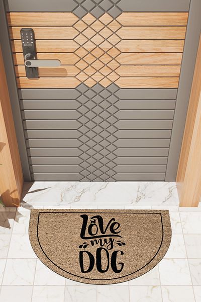 Rugmood Кафява постелка за врата Love My Dog - модерна дигитална