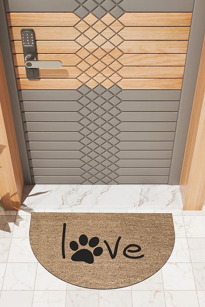 Dormot Home Brown Modern Digital Love Mat - Front Door Paw
