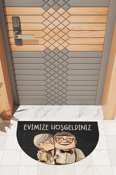 Rugmood Modern Digital Doormat Black Sweet Couple Doormat - Front Door Mat