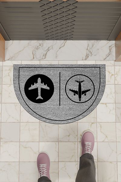 Dormot Home Modern Digital Doormat Gray Airplane Doormat - Front Door Mat