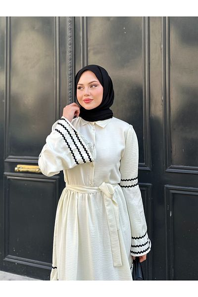 VOLT CLOTHİNG Γυναικείο λινό φόρεμα με λεπτομέρεια ραφής