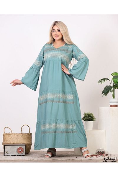 Genrics Comfortable and flowing embroidered cotton fabric reception jalabiya