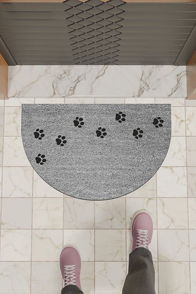 Rugmood Modern Digital Doormat Gray Multi-Paw Doormat - Front Door Mat