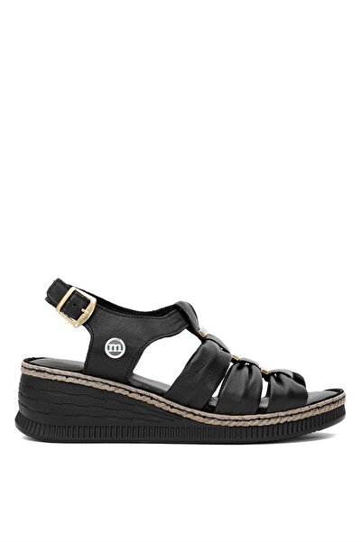 Mammamia D25YS-2545 Жіночі сандалі з натуральної шкіри на підборах, чорні