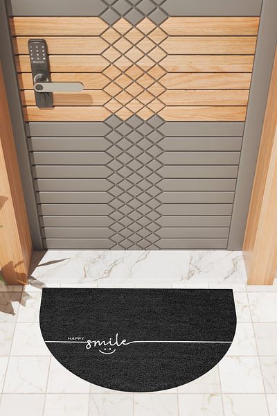 Dormot Home Modern Digital Doormat Black Happy Smile Doormat - Front Door Mat
