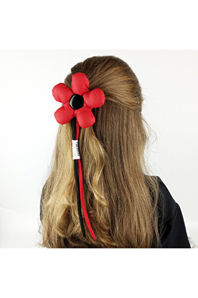 woodycord Χειροποίητη κόκκινη μαύρη αφράτη ανθισμένη αγκράφα