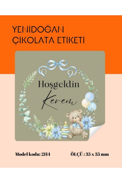 arl etiket tasarım dijital baskı merkezi Yenidoğan Çikolata Etiketi 3,5 x 3,5...