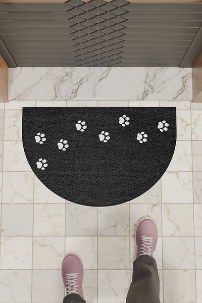Rugmood Modern Digital Doormat Black Multi-Paw Doormat - Front Door Mat