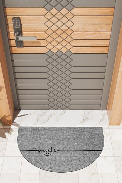 Dormot Home Modern Digital Gray Happy Smile Doormat - Door Front Mat