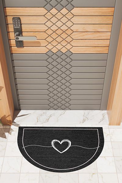 Dormot Home Modern Digital Doormat Black Heart Doormat - Front Door Mat