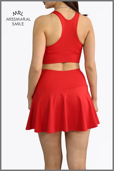 missmaral Magas derekú piros szoknya - fix rövidnadrággal, Lycra Casual Beachwear Tenisz 1101