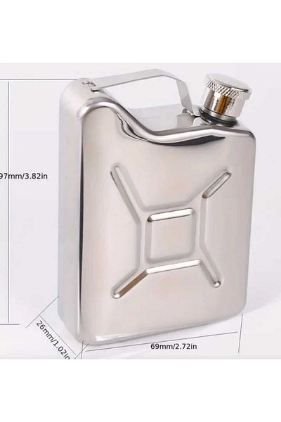 kho military design Flask in the Form of a Gasoline Canister with a Screw Cap of Stainless Steel (Chrome Color)