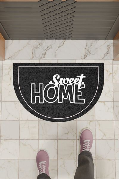 Rugmood Modern Digital Doormat Black Sweet Home Doormat - Front Door Mat