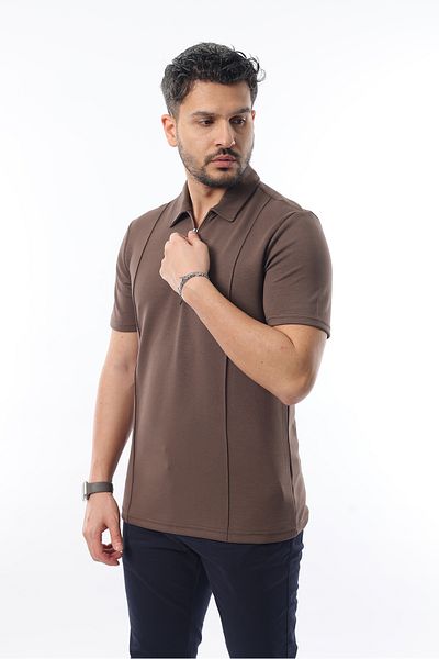 Rodrigo Men's Zippered Polo Neck Slim Fit T-Shirt - Short Sleeve Stylish Design