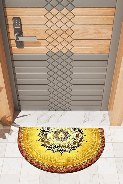Dormot Home Modern Digital Doormat Yellow Mandala Pattern Doormat - Front Door Mat