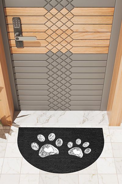 Dormot Home Modern Digital Doormat Black Double Paw Doormat - Front Door Mat