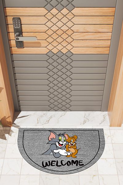 Dormot Home Modern Digital Doormat Gray Tom and Jerry Doormat - Door Front Mat