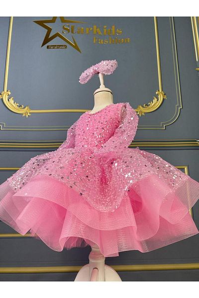 Star Kids Rochie Roz pentru Fata cu margele, Rochie pentru fete de absolvire cu margele