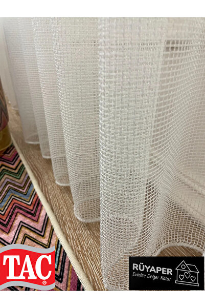 Taç Modern Textured Square Honeycomb 1/3 Dense Pleat Tulle Curtain