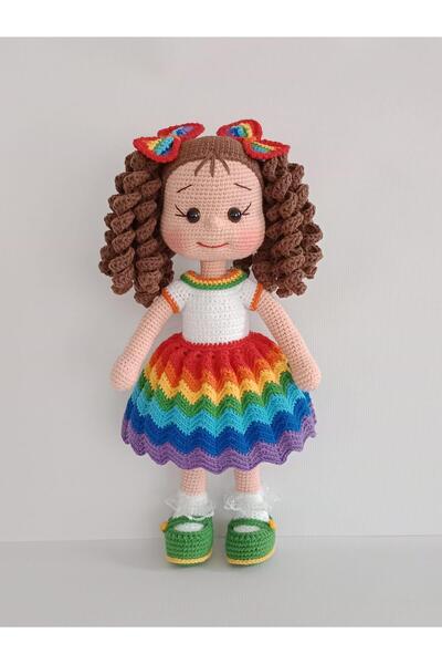 OYUNCAKPARK Gökkuşağı Kıvırcık Saçlı Yeşil Ayakkabılı Karnaval Bebek Amigurum...