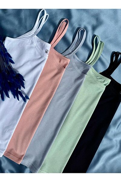 VicTroy Elosia Modal Fabric 4'lü قميص داخلي نسائي باللون الأزرق والوردي والأخضر والجلد مع حزام حبل 66E02