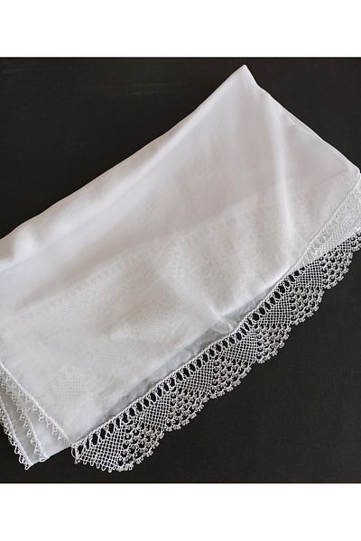 arzumçeyiz White 140*70 cm Size Handwork Иgne Embroidery Mevlüt Hijab