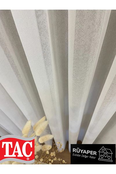 Taç Ecru Linen Effect 1/3 Sik Pleat Tulle Curtain