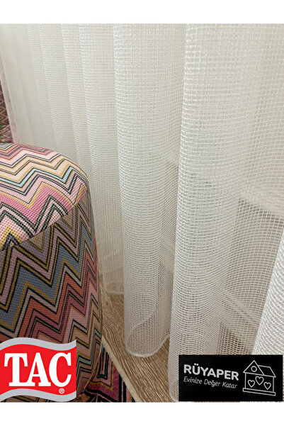 Taç Modern Textured Square Honeycomb 1/3 Dense Pleat Tulle Curtain