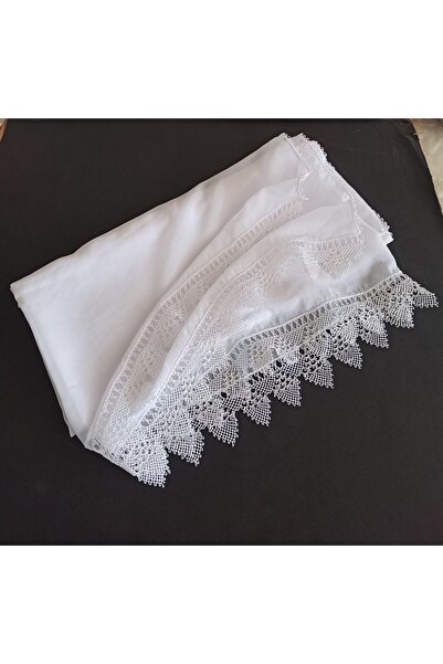 arzumçeyiz EL İŞİ İĞNE OYASI MEVLÜT BAŞÖRTÜSÜ 140 * 70 CM BOYUTUNDA - BEYAZ