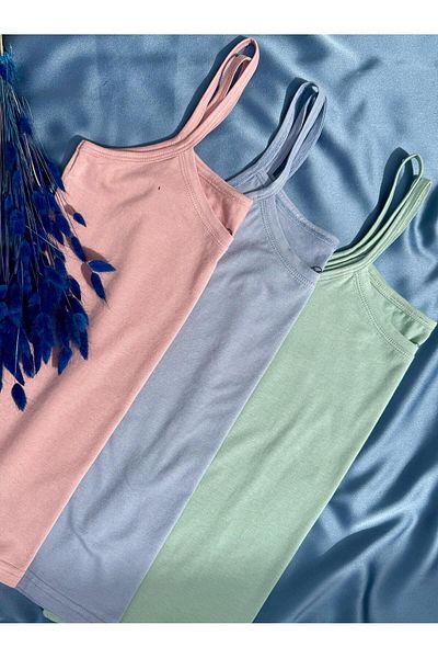 VicTroy Elosia Modal Fabric Tank Top, 3 Most Likely Blue, Pink and Green
