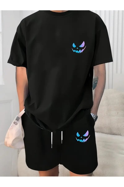 LAND MODA Printed Two-Piece Trendy Casual Wear Set for Men: Round Neck Short ...