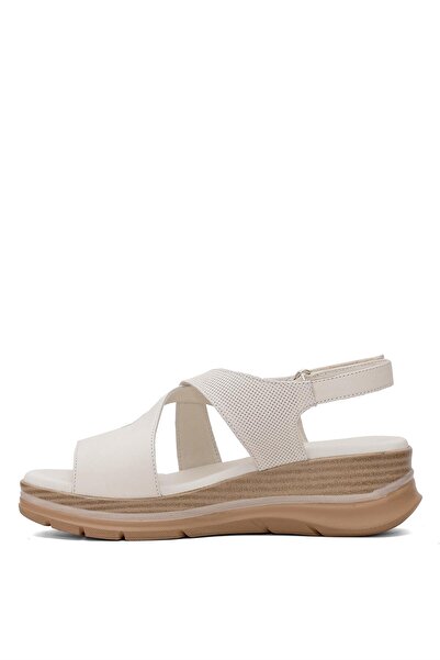 Mammamia D25Ys-2790 Women Genuine Leather Flat Sandals Bone