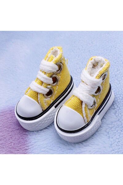 Choice أحذية دمية صفراء 3.5 سم أحذية دمية صغيرة لطيفة أحذية قماشية من الدنيم ...